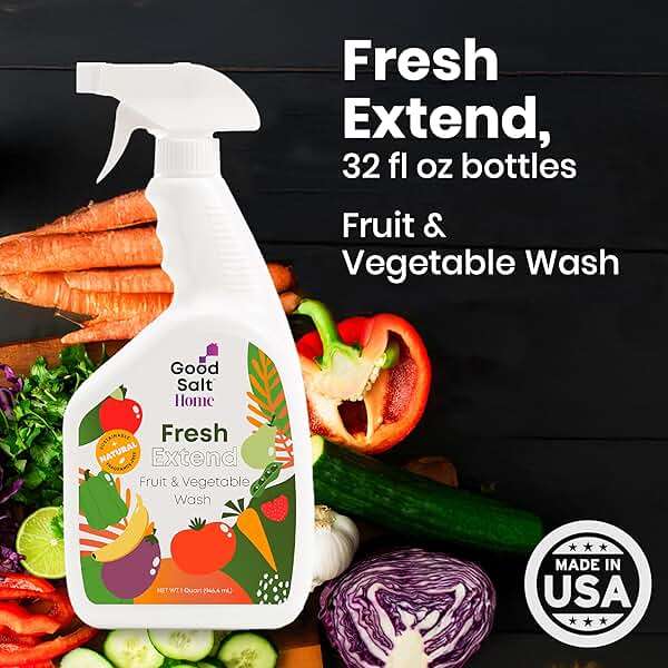Good Salt Home Fresh Extend Fruit and Vegetable Wash, Natural Produce Cleaner, Made in the USA, 32 Ounce Bottle, 2-Pack - Image 2