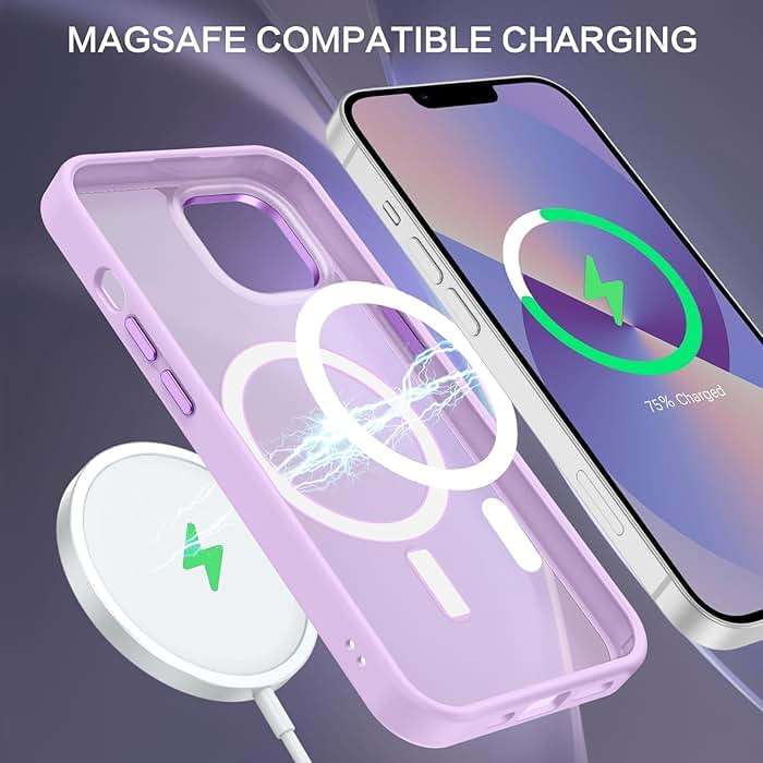 BENTOBEN Magnetic for iPhone 13 Case & iPhone 14 Case [Compatible with Magsafe] Translucent Matte Phone Case iPhone 13/14 Slim Shockproof Women Men Protective Cover for iPhone 13/14 6.1", Light Purple - Image 4