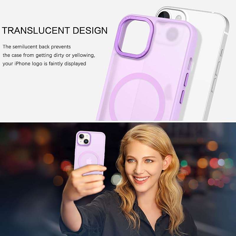 BENTOBEN Magnetic for iPhone 13 Case & iPhone 14 Case [Compatible with Magsafe] Translucent Matte Phone Case iPhone 13/14 Slim Shockproof Women Men Protective Cover for iPhone 13/14 6.1", Light Purple - Image 7
