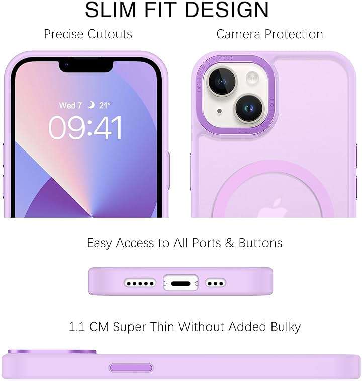 BENTOBEN Magnetic for iPhone 13 Case & iPhone 14 Case [Compatible with Magsafe] Translucent Matte Phone Case iPhone 13/14 Slim Shockproof Women Men Protective Cover for iPhone 13/14 6.1", Light Purple - Image 8
