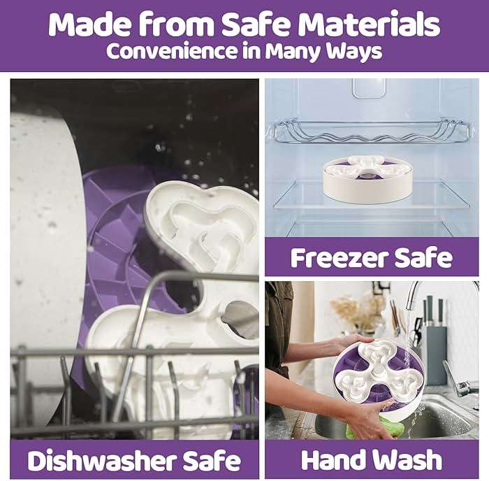 Puzzle Feeder Slow Feeder Bowls, Dishwasher Safe, Large Breed Dogs, 4 Modes, 3 Detachable Parts, Adjustable Speeds, Purple - Image 5