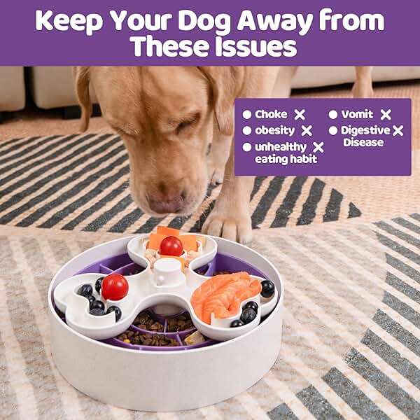 Puzzle Feeder Slow Feeder Bowls, Dishwasher Safe, Large Breed Dogs, 4 Modes, 3 Detachable Parts, Adjustable Speeds, Purple - Image 6