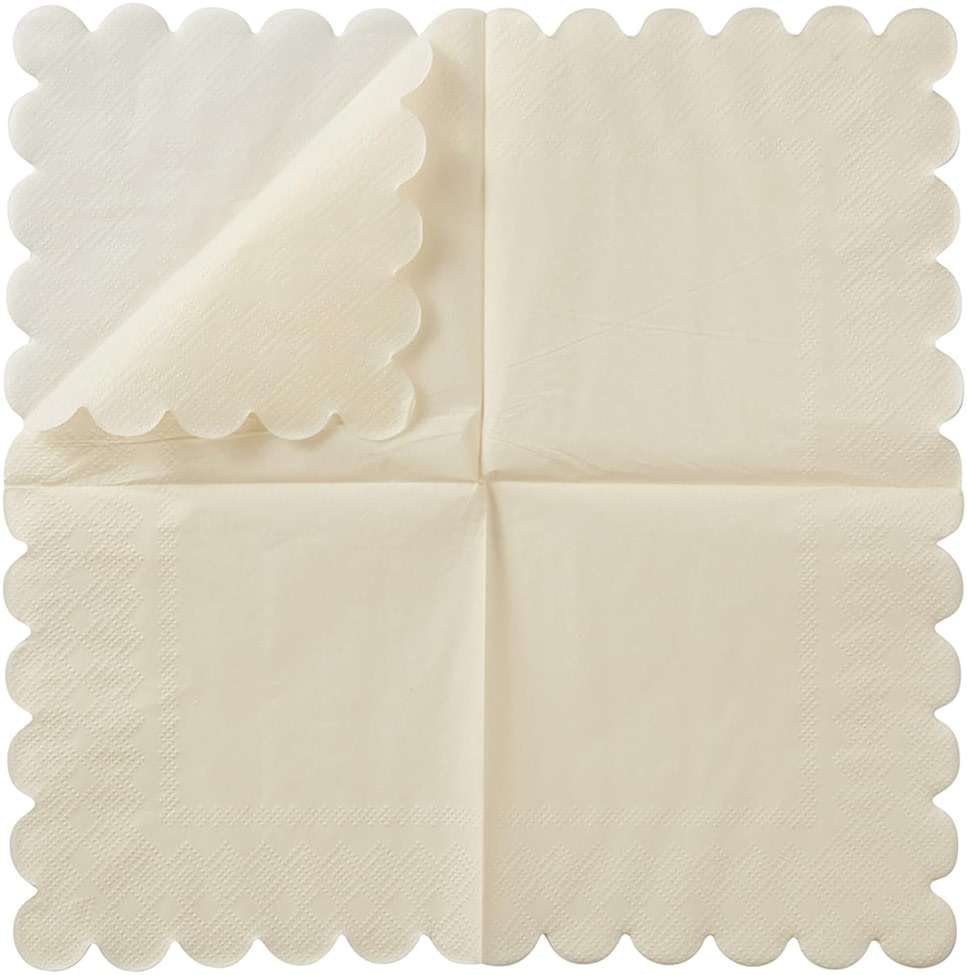 100 Pack Cocktail Napkin 2-Ply Scalloped Edged Dessert Napkins Folded 5 x 5 Inches Disposable Napkins for Dinner Wedding Birthday Party Bridal Anniversary Reception Event (Milky-White) - Image 5
