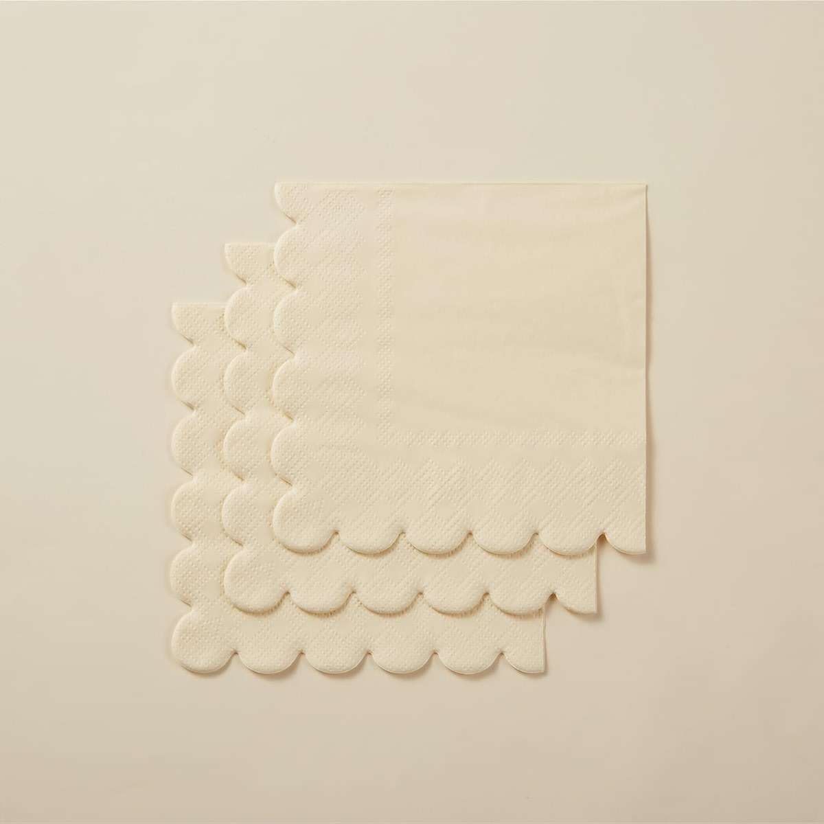 100 Pack Cocktail Napkin 2-Ply Scalloped Edged Dessert Napkins Folded 5 x 5 Inches Disposable Napkins for Dinner Wedding Birthday Party Bridal Anniversary Reception Event (Milky-White) - Image 6