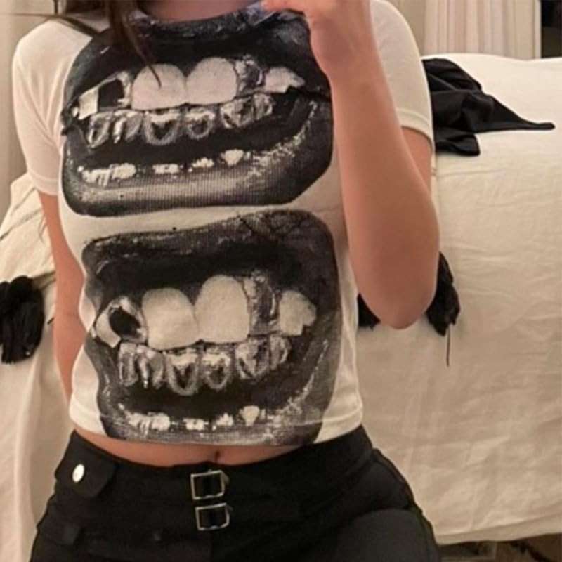 Y2k Baby Tees Shirt Woman 90s Outfit 2000s Fashion Graphic Tees Y2k Cute Shirts Vintage Clothes - Image 2
