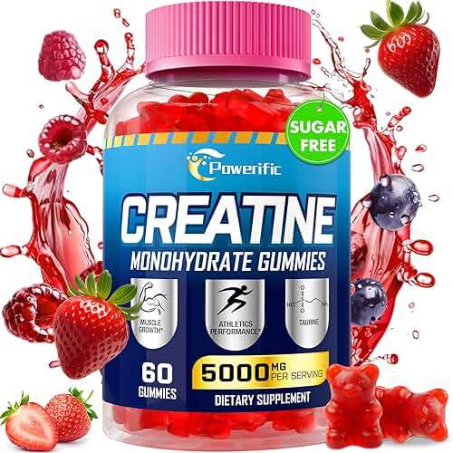 Creatine Monohydrate Gummies, Creatine for Women & Men, Pre Workout Creatine Monohydrate Gummies with Taurine, Vitamin B6 & B12 for Muscle, Strength, Energy, Endurance, Vegan, Organic, 60 Count - Image 1