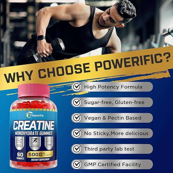 Creatine Monohydrate Gummies, Creatine for Women & Men, Pre Workout Creatine Monohydrate Gummies with Taurine, Vitamin B6 & B12 for Muscle, Strength, Energy, Endurance, Vegan, Organic, 60 Count - Image 7