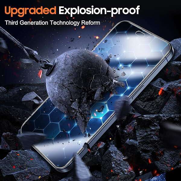 UniqueMe 2 Packs for iPhone 15 Pro Privacy Screen Protector - 360°Anti-Spy 4way Tempered Glass Screen Protector 15 Pro Zero Bubble Case Friendly [Automatic Dust Removal] - Image 3