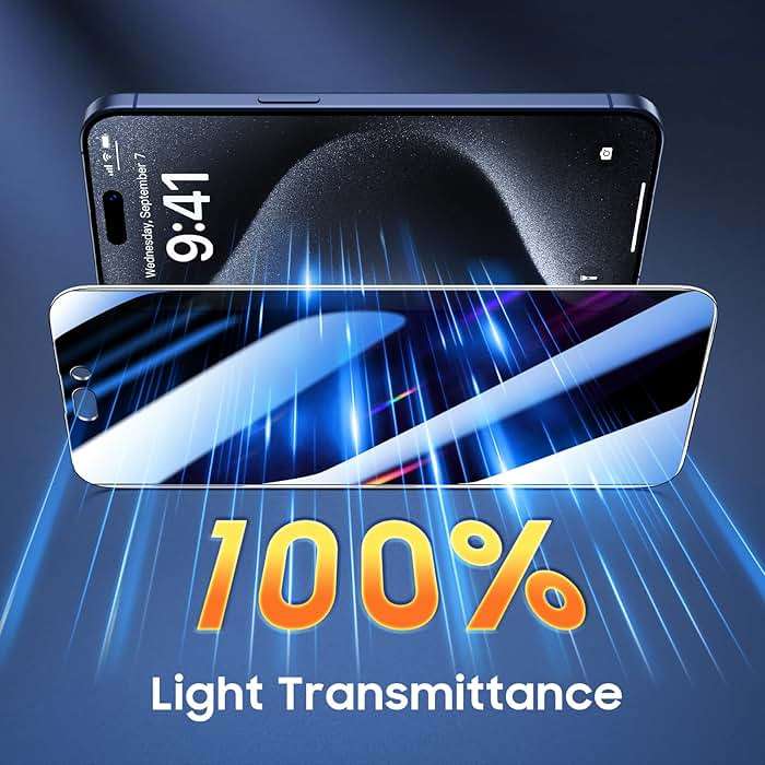 UniqueMe 2 Packs for iPhone 15 Pro Privacy Screen Protector - 360°Anti-Spy 4way Tempered Glass Screen Protector 15 Pro Zero Bubble Case Friendly [Automatic Dust Removal] - Image 6
