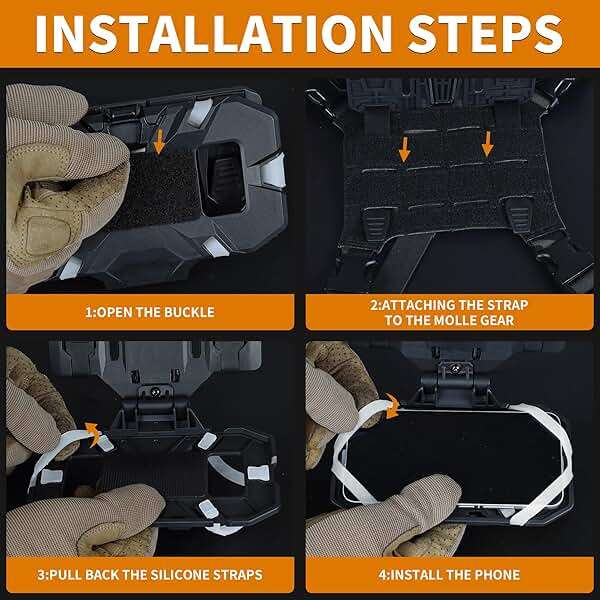 SIVIGEAR Tactical Molle Phone Holder for Plate Carrier Vest, Quick Release & Adjustable Phone Mount, Compatible with 4.7-6.7 inch Smart Phones, Durable Tactical Accessories for Outdoor Enthusiasts - Image 4