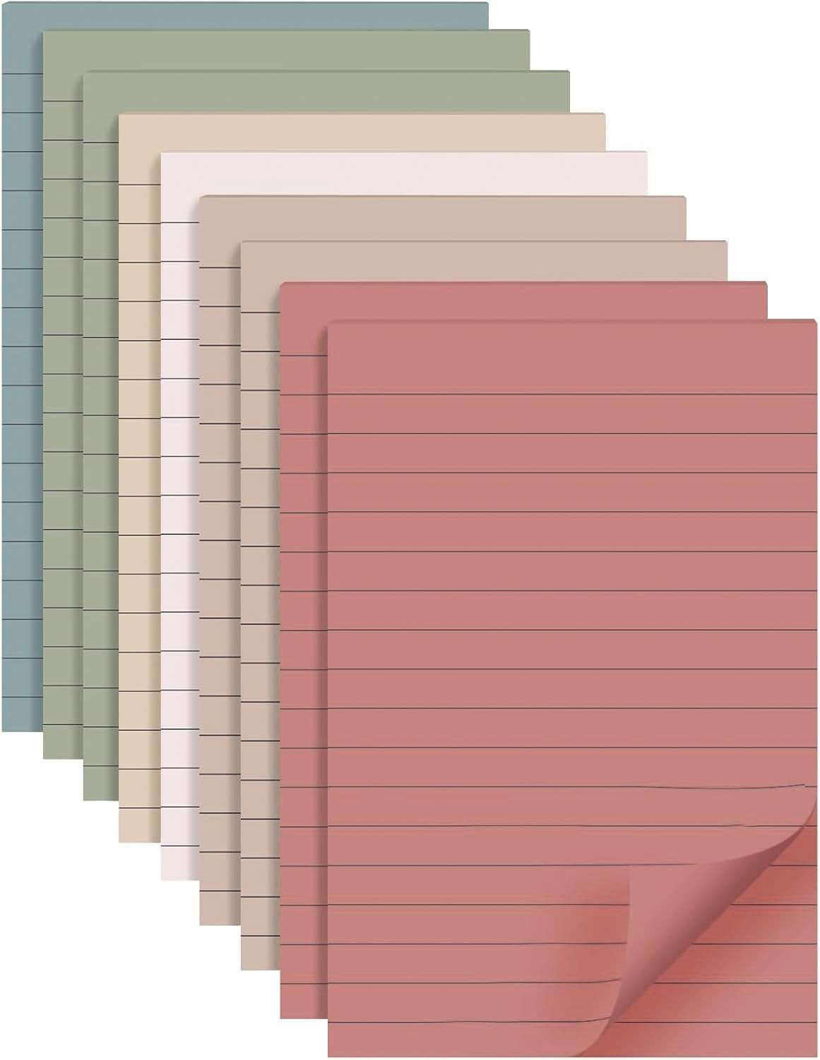 9 Pads Lined Sticky Notes 4x6 in Post, Vintage Colors Self Pad Its, Super Sticking Power Memo Pads Its, 40 Sheets/pad - Image 1