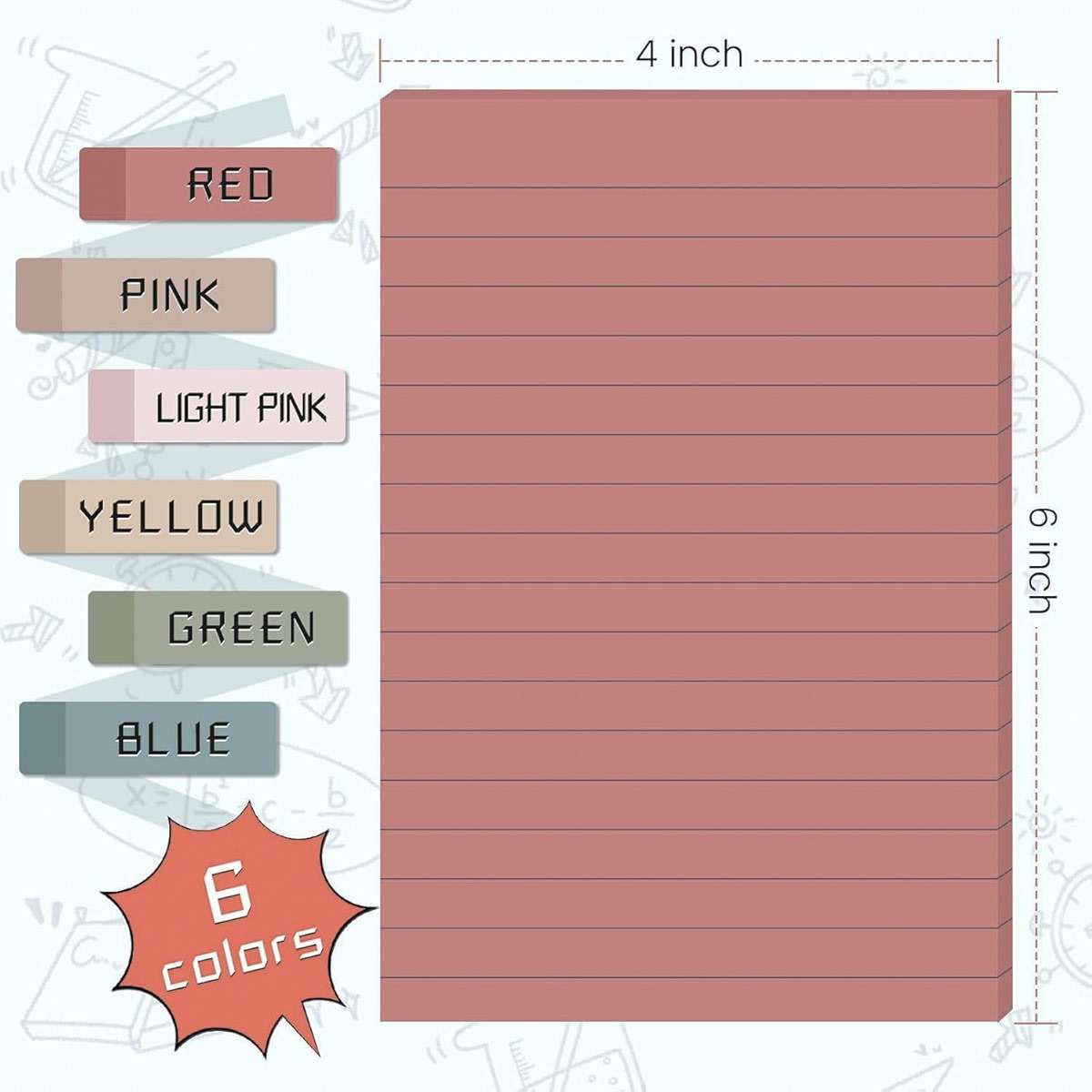 9 Pads Lined Sticky Notes 4x6 in Post, Vintage Colors Self Pad Its, Super Sticking Power Memo Pads Its, 40 Sheets/pad - Image 3