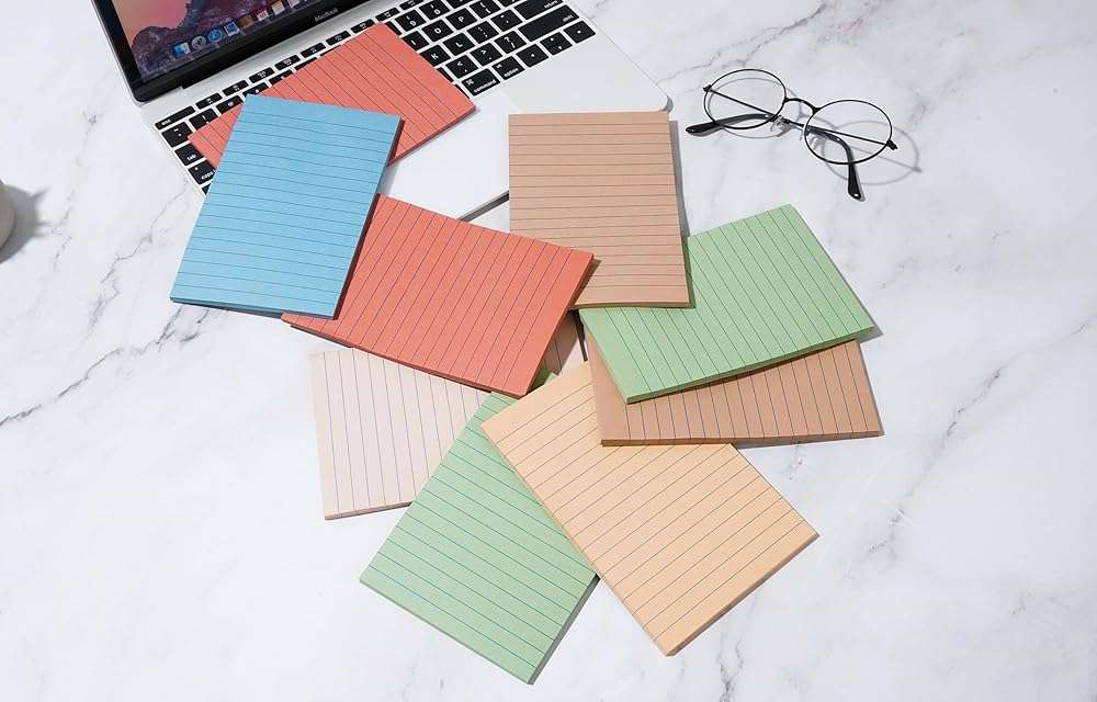 9 Pads Lined Sticky Notes 4x6 in Post, Vintage Colors Self Pad Its, Super Sticking Power Memo Pads Its, 40 Sheets/pad - Image 5