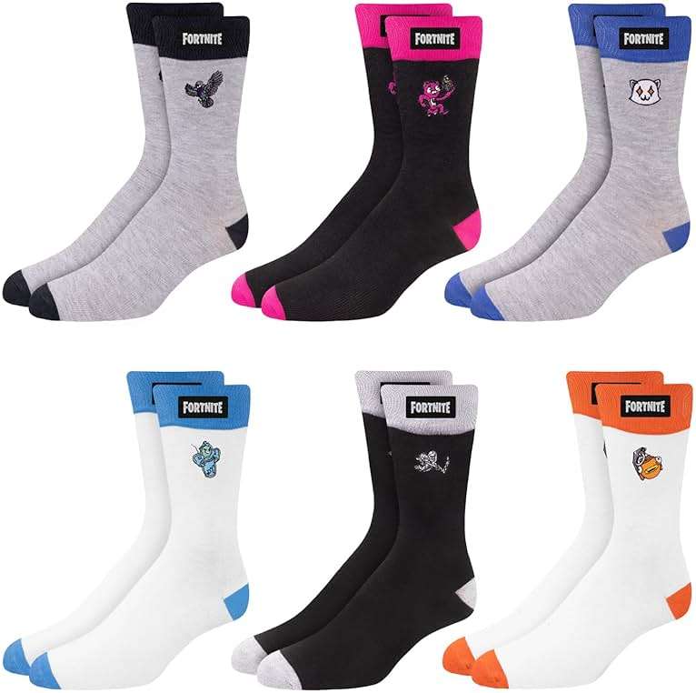 FORTNITE Fun: 6-Pack High Socks for Boys and Teens – Vibrant Gaming Designs, Comfortable Fit, Durable Materials - Image 1