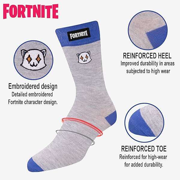 FORTNITE Fun: 6-Pack High Socks for Boys and Teens – Vibrant Gaming Designs, Comfortable Fit, Durable Materials - Image 2