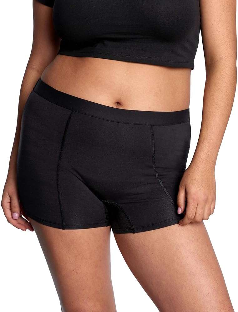 THINX Ultra-Soft Period Underwear, Overnight Boy-Shorts Leakproof, Holds Up to 12 Regular Tampons*, Period Underwear for Women, Reusable & Controls Odor, Black, L - Image 2