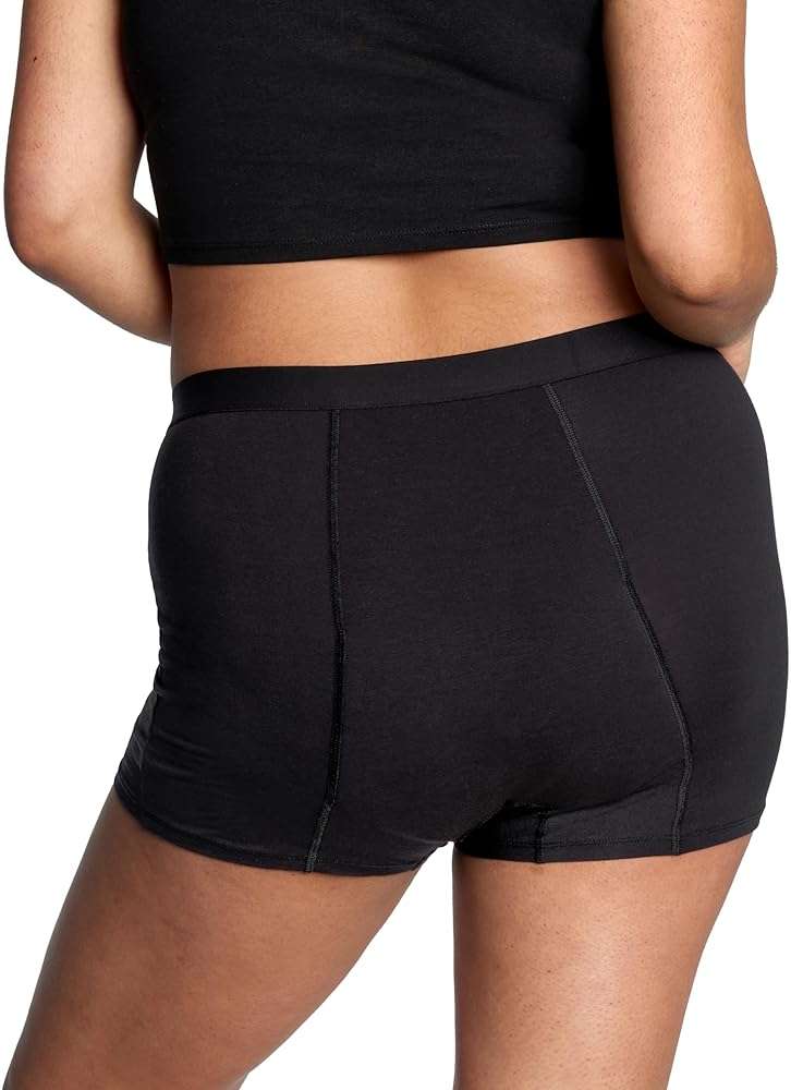 THINX Ultra-Soft Period Underwear, Overnight Boy-Shorts Leakproof, Holds Up to 12 Regular Tampons*, Period Underwear for Women, Reusable & Controls Odor, Black, L - Image 3