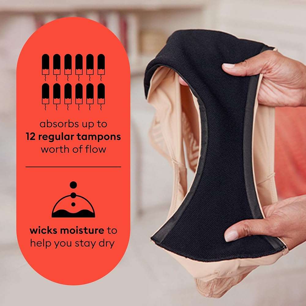 THINX Ultra-Soft Period Underwear, Overnight Boy-Shorts Leakproof, Holds Up to 12 Regular Tampons*, Period Underwear for Women, Reusable & Controls Odor, Black, L - Image 7