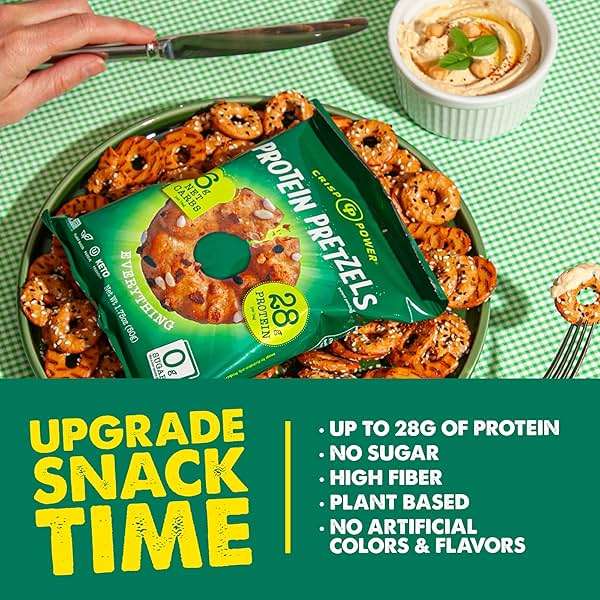 CRISP POWER Protein Pretzels, Everything, 28G Protein, High Protein Snack, High Fiber, Low Carb Crunchy Pretzel Snacks, No Added Sugar, 1.75 oz Bags, 6 Pack, Vegan, Keto - Image 7