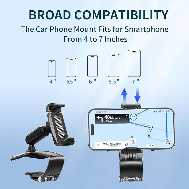 NADRQQE Multifunctional Car Dashboard Mobile Phone Holder, 360 Degree Rotation Universal Dash Clip Cellphone Mount for 4-7 inch Smartphones (Black) - Image 5