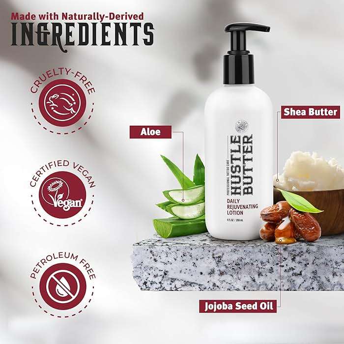 Hustle Butter Tattoo Aftercare - Daily Moisturizing Lotion - Naturally Derived Vegan Cruelty Free - Everyday All Over Use for Tattoos - 9 fl oz - Image 4