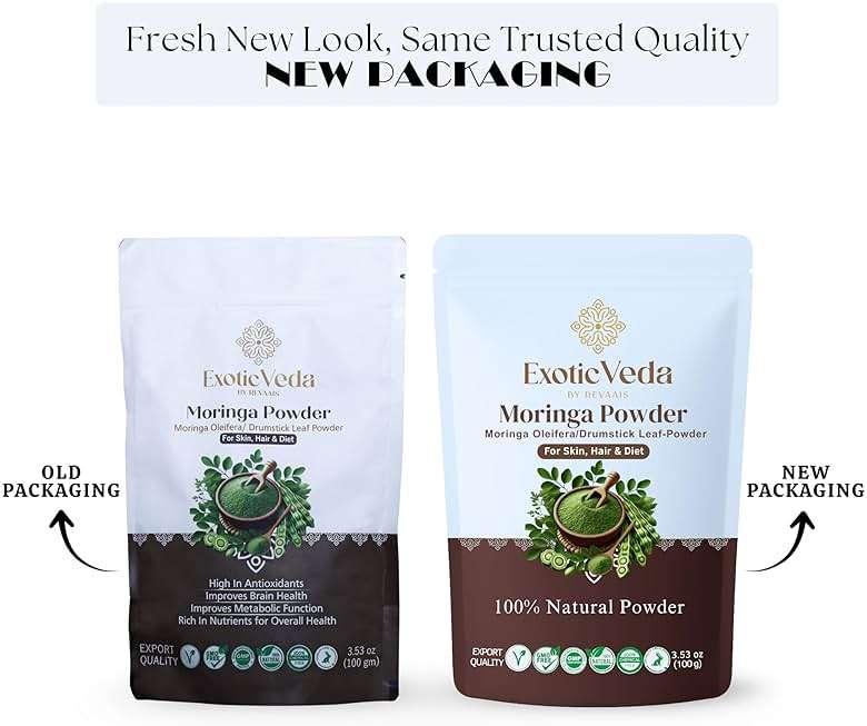 Exotic Veda Moringa Powder 100g (3.52oz) | 100% Pure & Natural Superfood | Nutrient-Rich, Antioxidant-Packed | Vegan & Gluten-Free | for Smoothies, Teas, Soups & Daily Wellness - Image 8