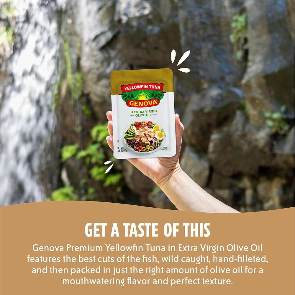 Genova Premium Yellowfin Tuna in Olive Oil, 2.5 Ounce Packets, 12-Pack – Nutrient Rich, High Protein Tuna Packets - Delicious, Easy, Nutritious Ready to Eat Meals - Image 4
