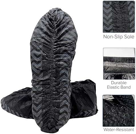 Innovative Haus 200 Pack (100 Pairs) Black Extra Large Disposable Boot and Shoe Covers Disposable - Indoors Reusable Booties for Shoes Covers - Non Slip Treads - Fits US Men's 14 and Women's 16 - Image 3