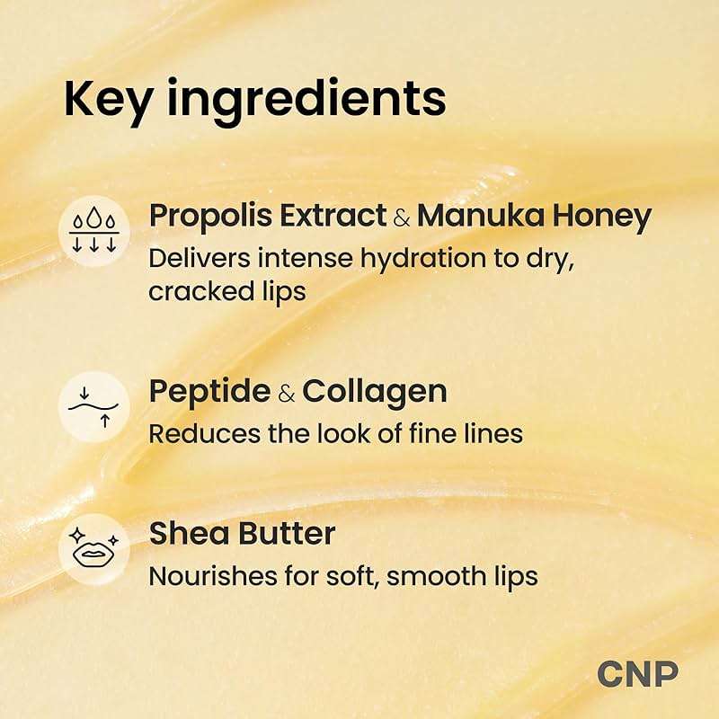 CNP Honey Lip Butter - Propolis Lipcerin™ 01 Original, Hydrating Overnight Manuka Lip Balm & Mask, 12hr Long-Lasting Moisture, Stocking Stuffers, Gifts for Women, 0.5 fl.oz. - Image 5