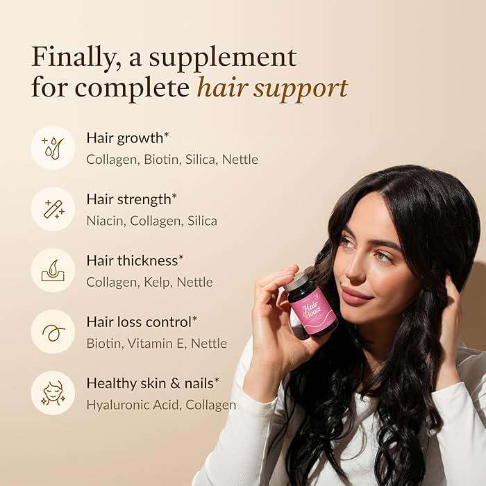 18-in-1 Hair Growth Supplement | Collagen, Hyaluronic Acid, Nettle, Silica, Biotin, Grape Seed Extract, Bamboo | Stronger, Thicker, Longer Hair – Supports Hair Volume, Shine, Scalp & Nail Health - Image 2
