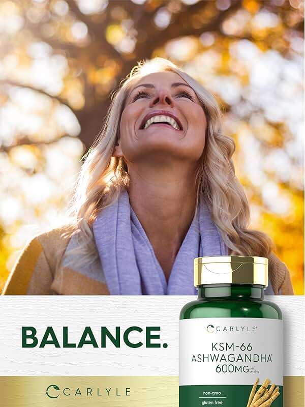 Carlyle KSM-66 Ashwagandha Root Extract 600mg | 120 Vegan Caplets | Supplement with L-Theanine | Non-GMO, Gluten Free - Image 6