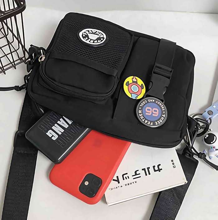Lefe Liee Black Crossbody Bag for Men - Cute Small Messenger Sling Shoulder Bag - Men's Gift - Image 6