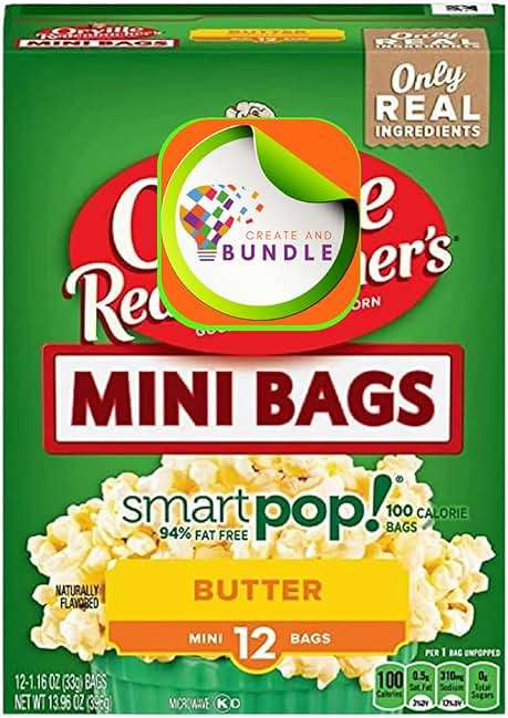 Microwave Popcorn Mini Bags Includes One Box of Butter Popcorn in Mini Bag and a Create Sticker, 1 box contains 12 Mini Bags of Butter Popcorn - Image 1