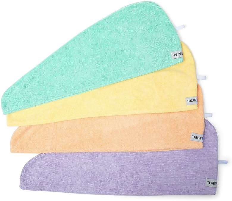 Turbie Twist 4-Pack Microfiber Hair Towel for Beauty, Travel, Gifting - Hair Wrap Turban for Straight, Wavy & Curly Hair - Premium Personal Care - Bermuda, Purple, Lilac & Lemon - Image 1