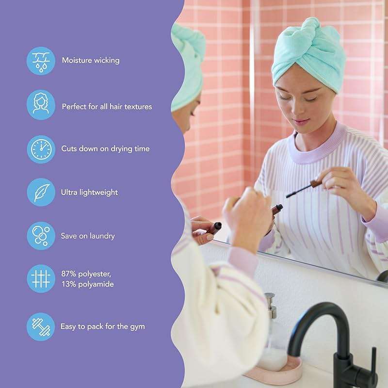 Turbie Twist 4-Pack Microfiber Hair Towel for Beauty, Travel, Gifting - Hair Wrap Turban for Straight, Wavy & Curly Hair - Premium Personal Care - Bermuda, Purple, Lilac & Lemon - Image 2