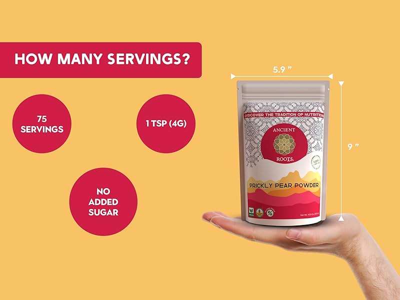 Ancient Roots Prickly Pear Powder - Freeze-Dried, All-natural, No Sugar Added, Cocktail Mix, Smoothie and Tea Mix, Resealable Pouch - 10.5 ounces (75 servings) - Image 5