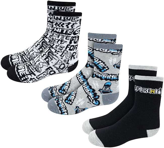 Fortnite Boys Socks - 3 Pack of Breathable Crew Socks with Arch Support & Fun Official Designs for Ages 7-14 - Image 1