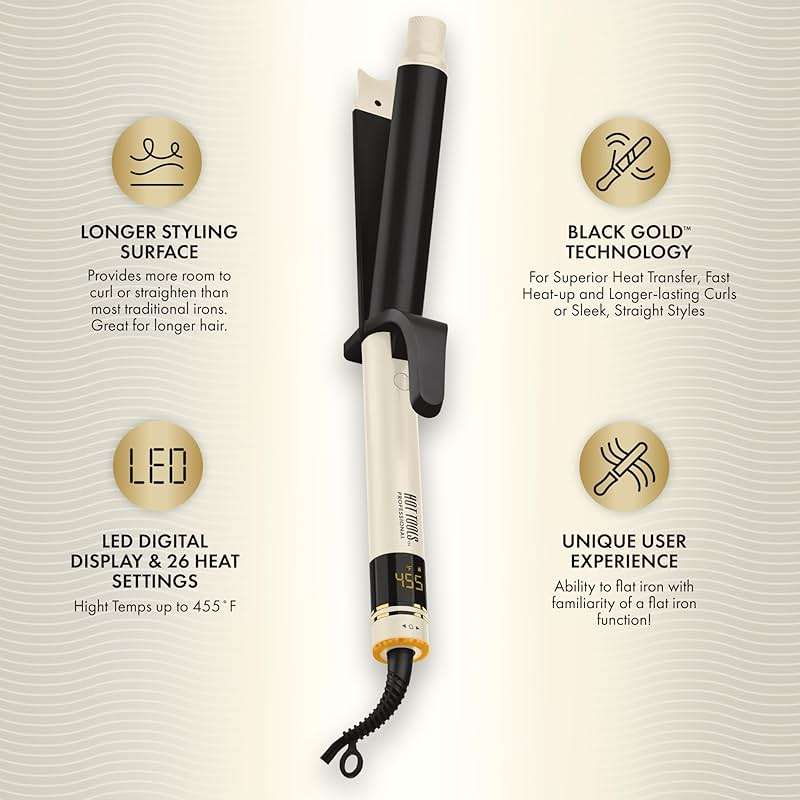 HOT Tools Pro Artist Protect & Style CurlStraight Styler | 2-in-1 Easy-to-Use, Use as Curling Iron, Flat Iron, or a Wand for Styling Curly or Straight Hair, 1 ¼" Curling Iron - Image 4