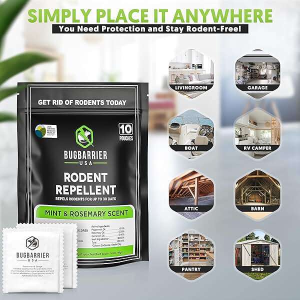 BugBarrier's Extra-Strength Mouse Repellent Deterrent Pouches, USDA 99% Biobased, Peppermint & Rosemary Oils Repel Mice Nesting in Car, RV, Boat, Garage, Shed, Cabin Made in The USA (Pack of 10) - Image 5