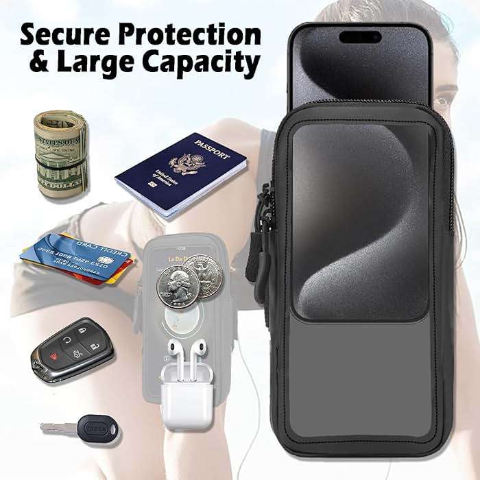 Phone Holder for Running, Walking, and Workout - Adjustable Arm Band Armband for iPhone and Cell Phones - Clear Crossbody Phone Pouch Purse with Strap for Women Men - Image 3