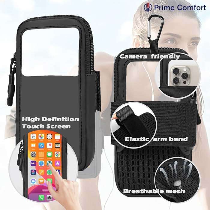 Phone Holder for Running, Walking, and Workout - Adjustable Arm Band Armband for iPhone and Cell Phones - Clear Crossbody Phone Pouch Purse with Strap for Women Men - Image 4