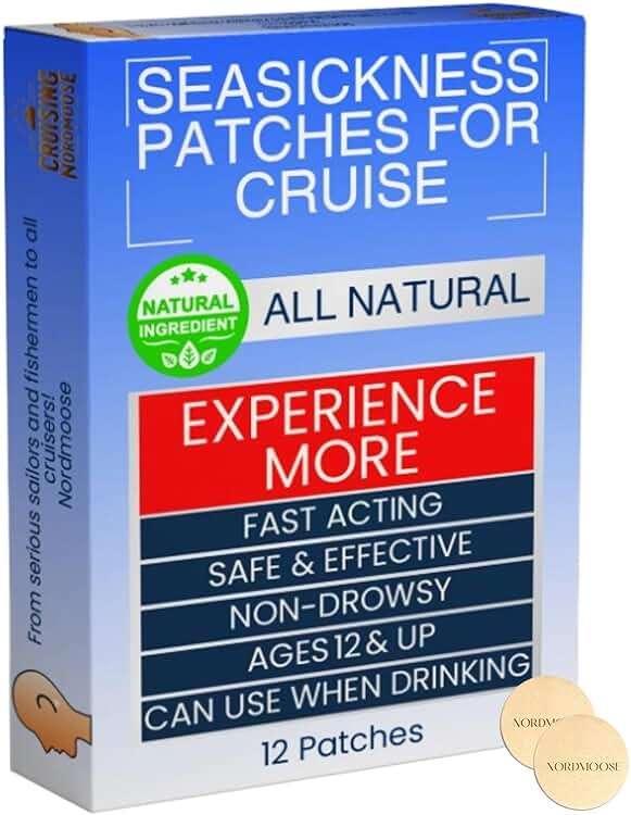 Nordmoose Sea Sickness Patches for Cruise - All Natural Motion Sickness Relief for Cruise - Non Drowsy Behind Ear Seasickness Solution for Cruise - Image 1