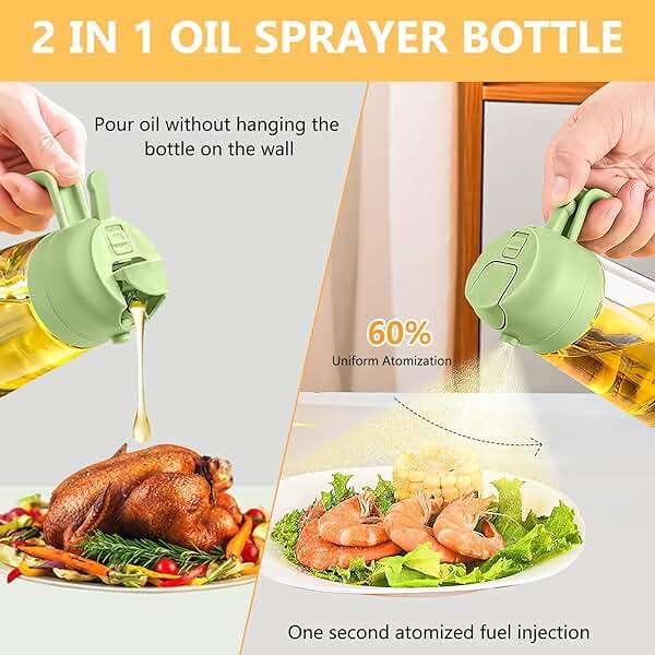 YOUSHEME 2 in 1 Glass Oil Sprayer&Dispenser,2024 New 2-in-1 Olive Oil Dispenser Bottle for Kitchen 470ml with brush,Food-grade Oil Mister Spray Bottle for Cooking, Air Fryer,Salad,BBQ(Black, 470ml) - Image 3