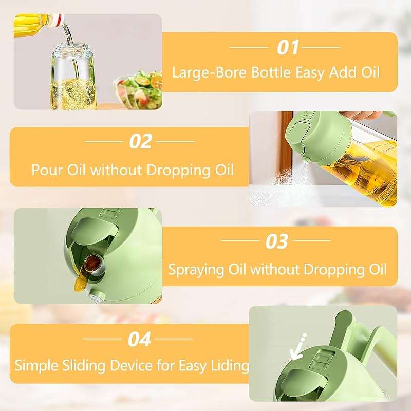 YOUSHEME 2 in 1 Glass Oil Sprayer&Dispenser,2024 New 2-in-1 Olive Oil Dispenser Bottle for Kitchen 470ml with brush,Food-grade Oil Mister Spray Bottle for Cooking, Air Fryer,Salad,BBQ(Black, 470ml) - Image 5