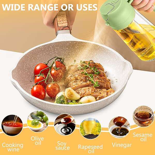 YOUSHEME 2 in 1 Glass Oil Sprayer&Dispenser,2024 New 2-in-1 Olive Oil Dispenser Bottle for Kitchen 470ml with brush,Food-grade Oil Mister Spray Bottle for Cooking, Air Fryer,Salad,BBQ(Black, 470ml) - Image 6