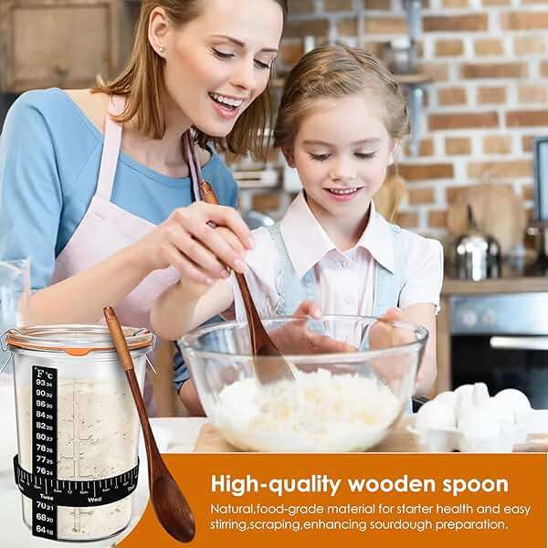 TOKPELA Sourdough Starter Jar Glass, Wide Mouth Sourdough Starter Jars, Sourdough Starter Kit with Wooden Spoon, Cloth Cover, Glass Lids, Sourdough Starter Jar 27oz for Sourdough Bread Baking Supplies - Image 2