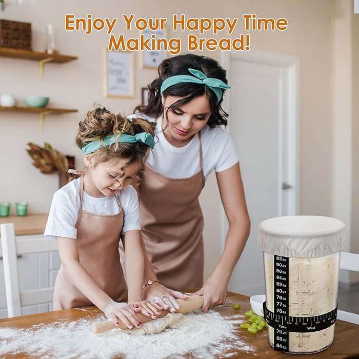 TOKPELA Sourdough Starter Jar Glass, Wide Mouth Sourdough Starter Jars, Sourdough Starter Kit with Wooden Spoon, Cloth Cover, Glass Lids, Sourdough Starter Jar 27oz for Sourdough Bread Baking Supplies - Image 7