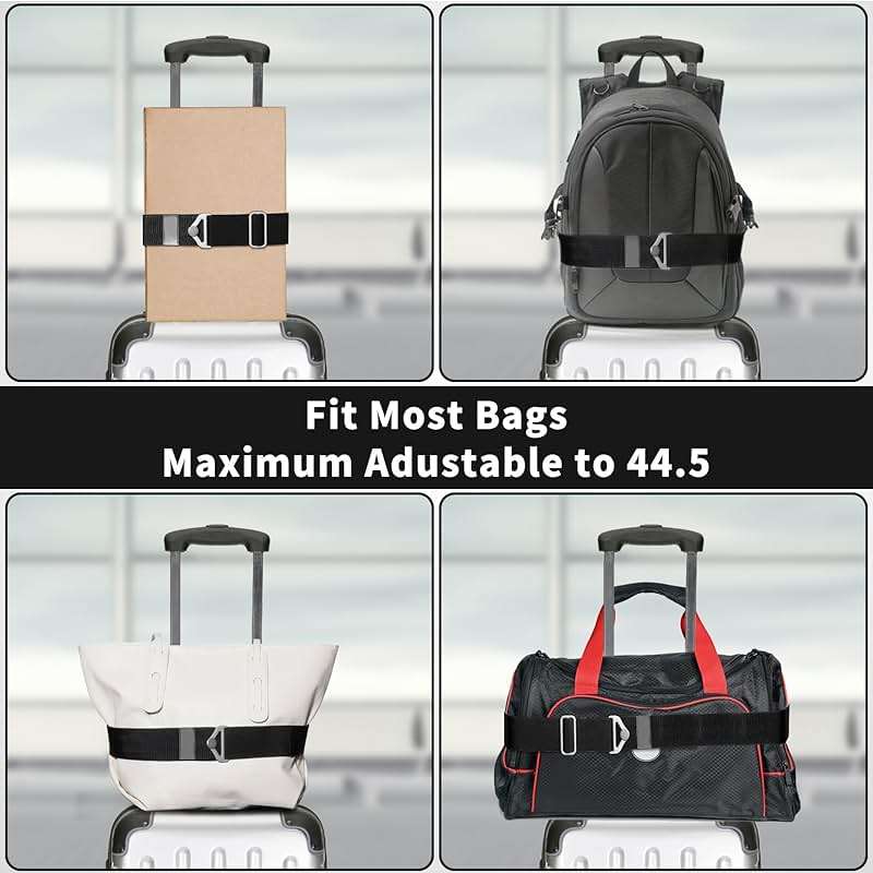 TOOVREN 2-in-1 Travel Belt for Luggage Straps Add a Bag Bungees Luggage Strap Over Handle Suitcases Belt for Carry On Bag Elastic Belt Adjustable Suitcase Strap Airport Travel Accessories Black - Image 6