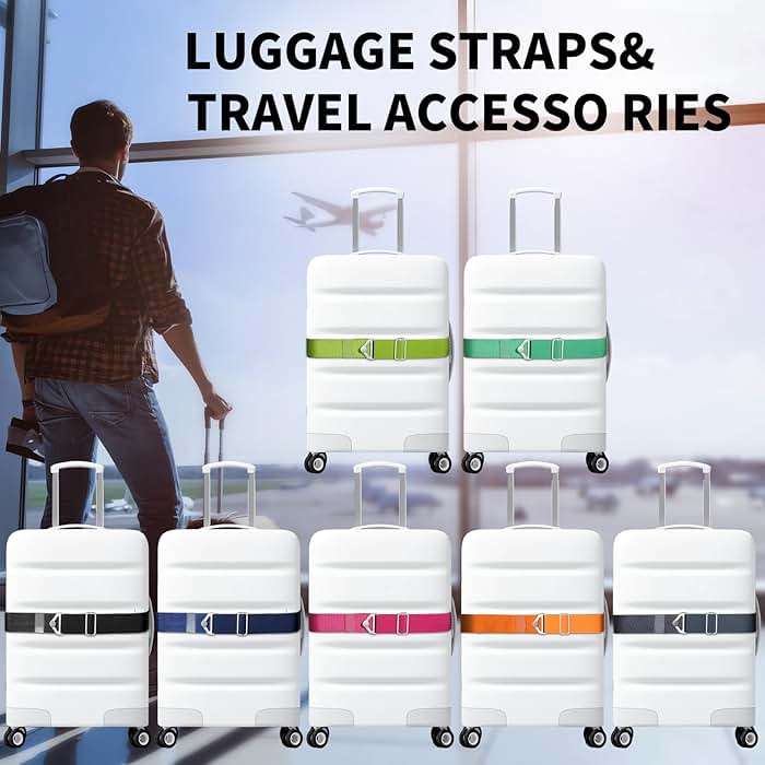 TOOVREN 2-in-1 Travel Belt for Luggage Straps Add a Bag Bungees Luggage Strap Over Handle Suitcases Belt for Carry On Bag Elastic Belt Adjustable Suitcase Strap Airport Travel Accessories Black - Image 8
