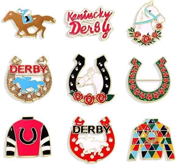 Kentucky Derby Brooches for Women Enamel Horseshoe Riding Suit Brooch Pins Rose Horse Race Day Brooches Kentucky Derby Outfits Accessories Jewelry Gifts - Image 1
